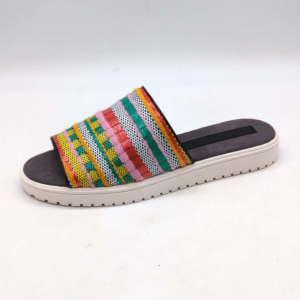 Lori Goldstein Shoes Womens LI-Rufio Multi 8 Slide Sandal Colorful Stretch NEW